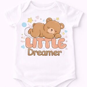 Little Dreamer Baby Onesie – Sleeping Bear Bodysuit – Newborn Infant Outfit